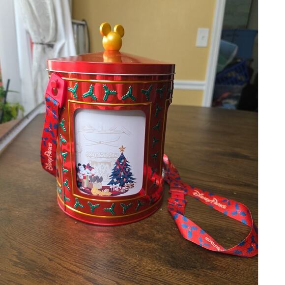 Disney Parks 2022 Holiday Christmas Mickey & Friends Musical Tin Popcorn Bucket - Picture 1 of 16